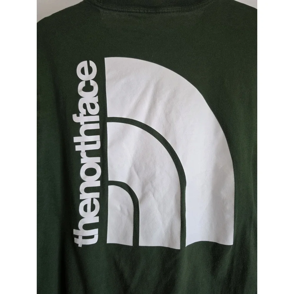 The North Face Long Sleeve T-Shirt Green Graphic Cotton Tee Casual Crew